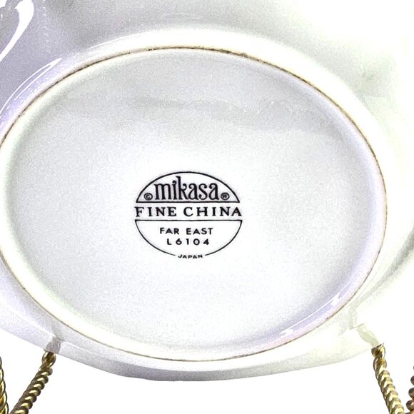 Vtg Hexagonal Porcelain Bowl Floral Design Scalloped Edges Gold Trim Made in Jap - Picture 7 of 11